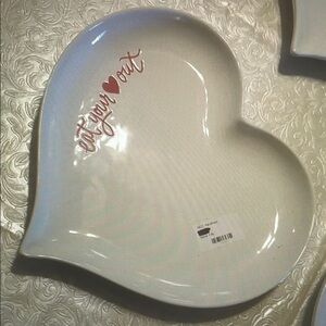 Heart-Shaped White Plate with Red Text